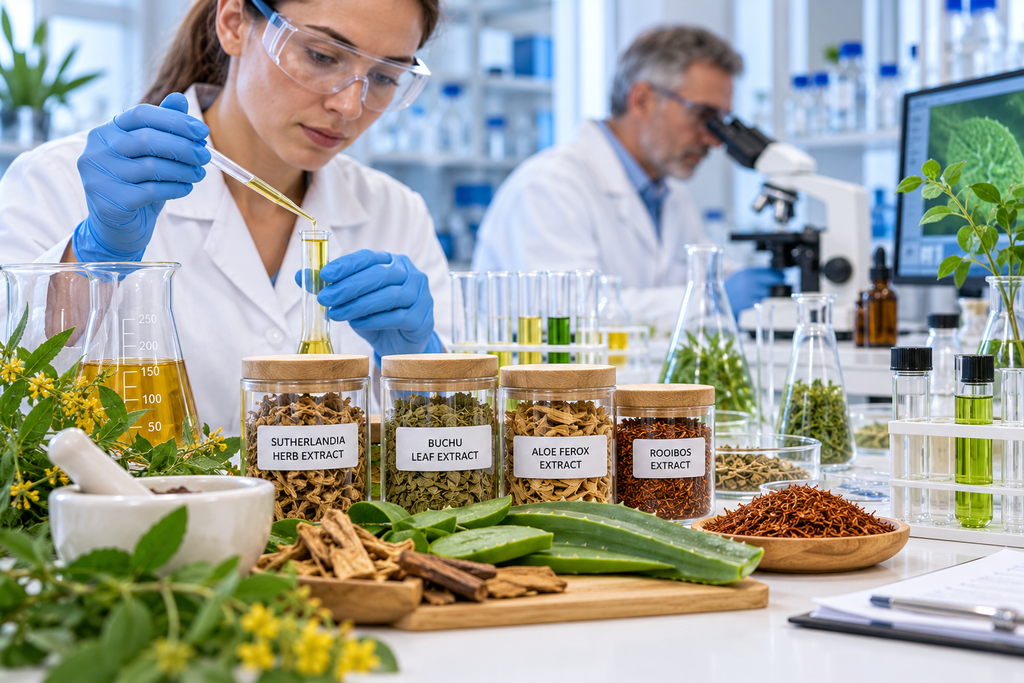 Laboratory research involving herbal extracts and scientific testing.